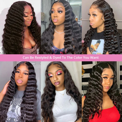 40 Inch Loose Deep Wave 13x6 HD Lace Frontal Human Hair Wig Brazilian Curly 13x4 - BeautiMass