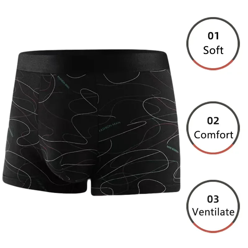 3 Pcs Men Sports Underwear Underpants Simple Line Breathable Fashion Sports Boxers - BeautiMass