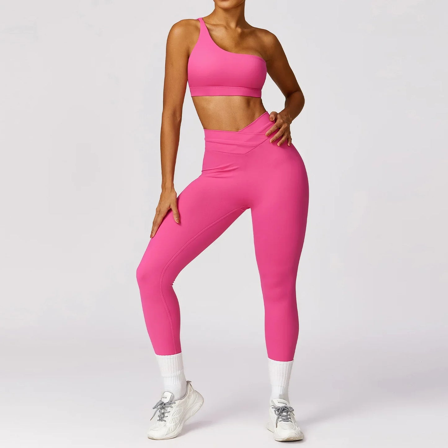 Women Yoga Gym Set 2 Pieces Tracksuits Workout Sports Clothing Fitness Long Sleeve Crop Top High Waist Leggings Sports Suits - BeautiMass