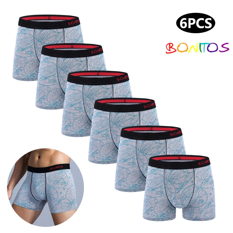 6pcs White Men Panties Cotton Boxers Underwear Pack Brand Underpants Slip Trunks - BeautiMass