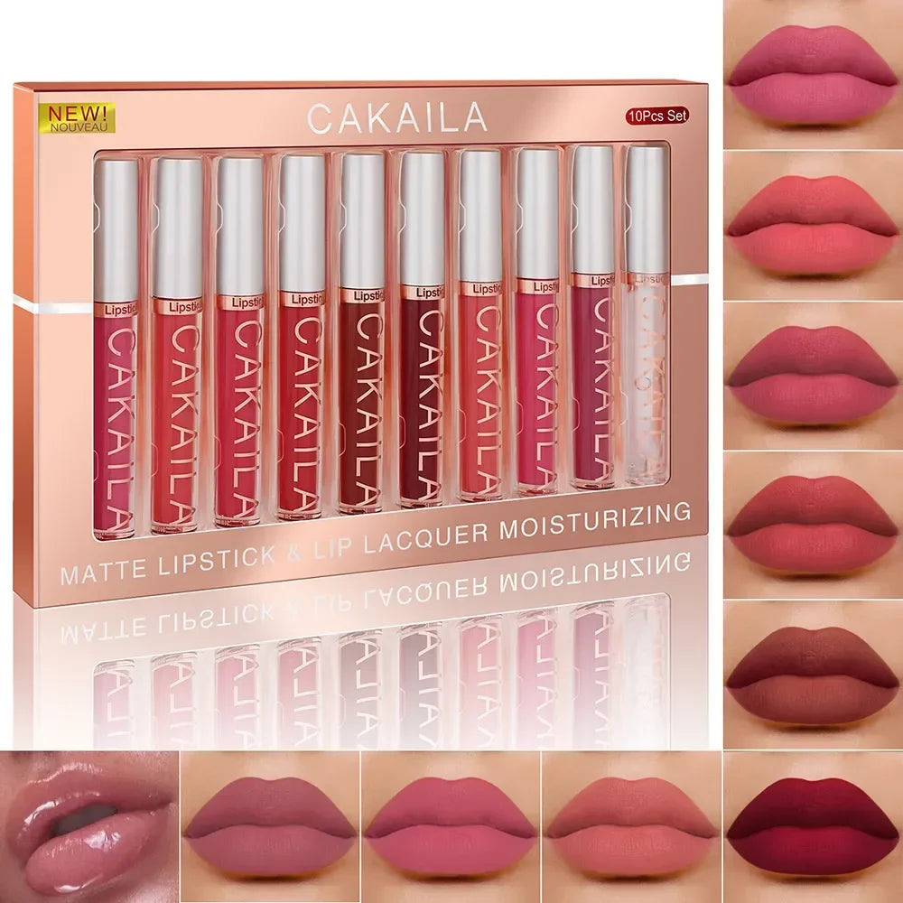 10/6 PCS Lipstick Set Matte Nude Liquid Lip Stain Makeup for women Non stick Cup Lip Gloss Waterproof Long lasting Cosmetics BeautiMass