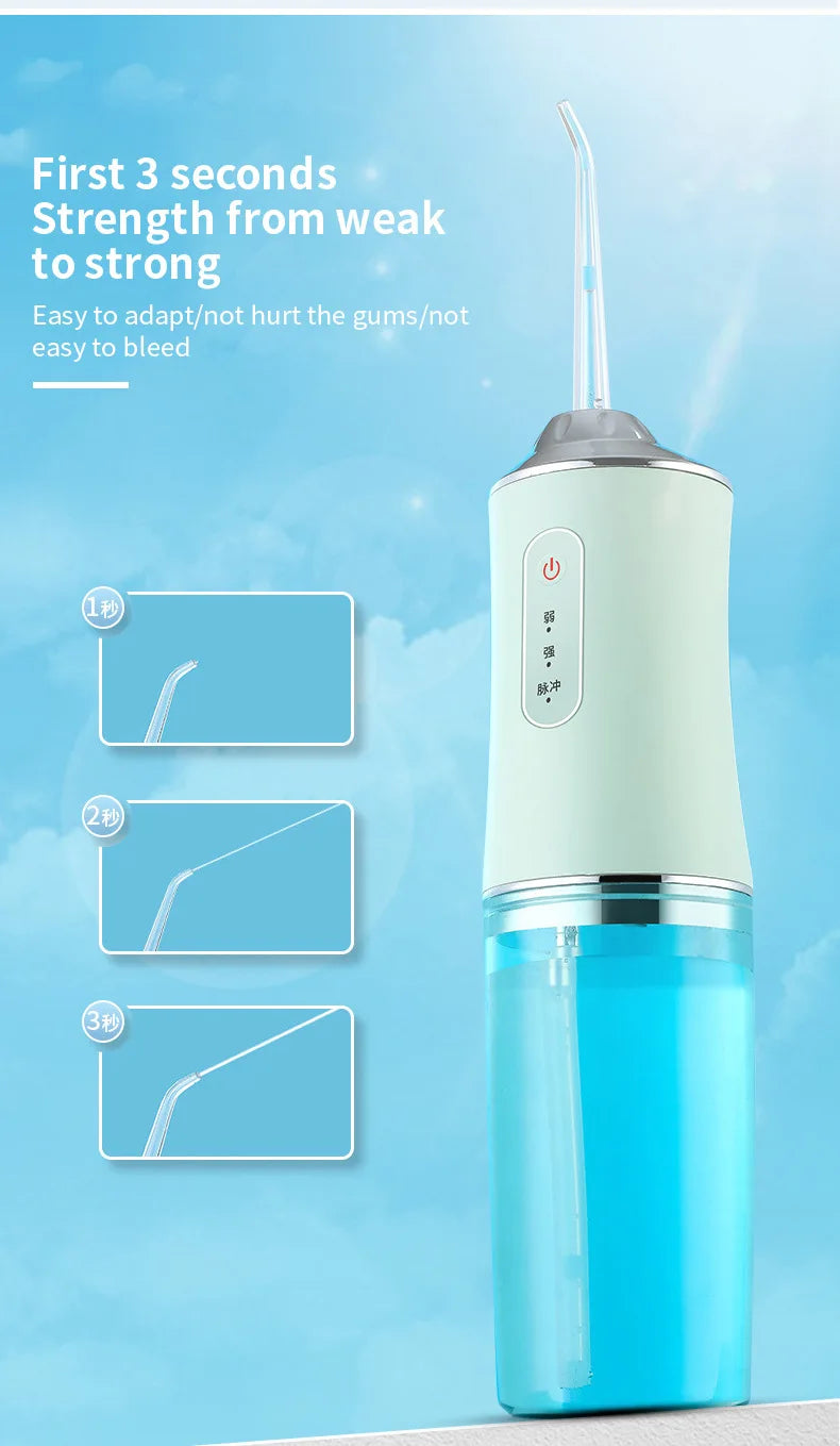 Oral Irrigator USB Rechargeable Water Flosser Portable Dental Water Jet 310ML Water Tank IPX7 Waterproof Teeth Cleaner Travel BeautiMass