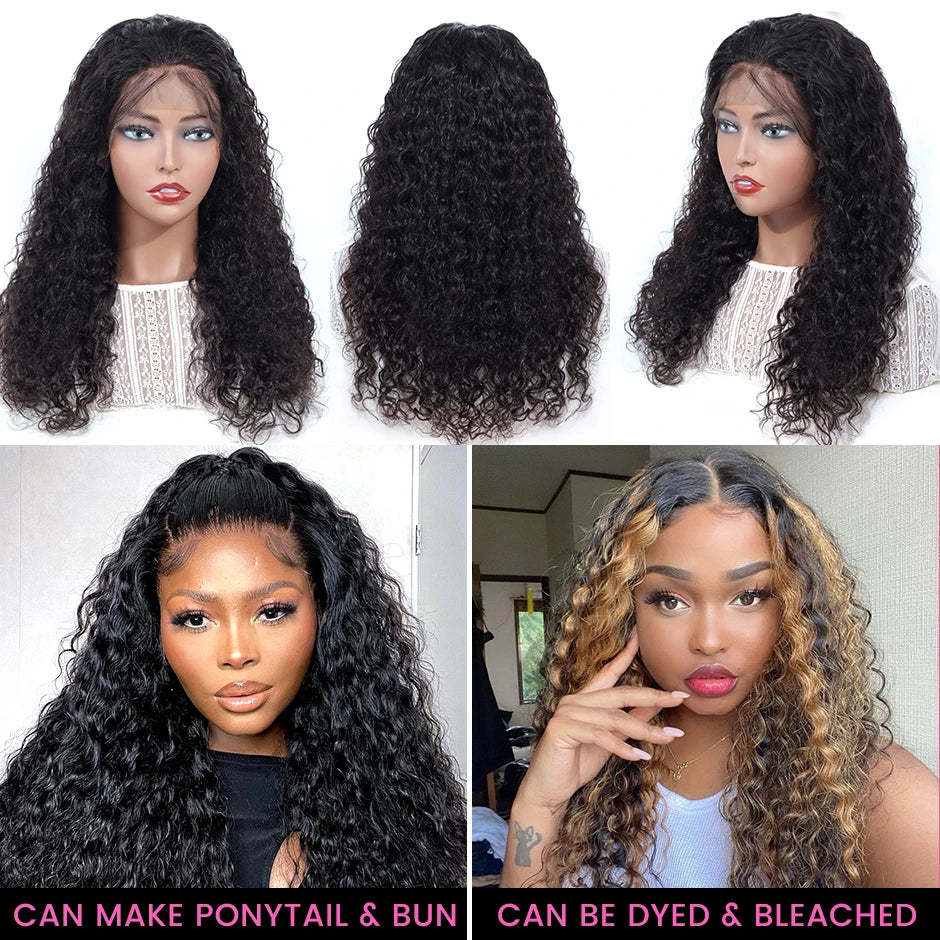 ISEE Hair Mongolian Water Wave Pre Bleached Knots 13x4 Lace Front Human Hair Wigs 4x4 Lace - BeautiMass