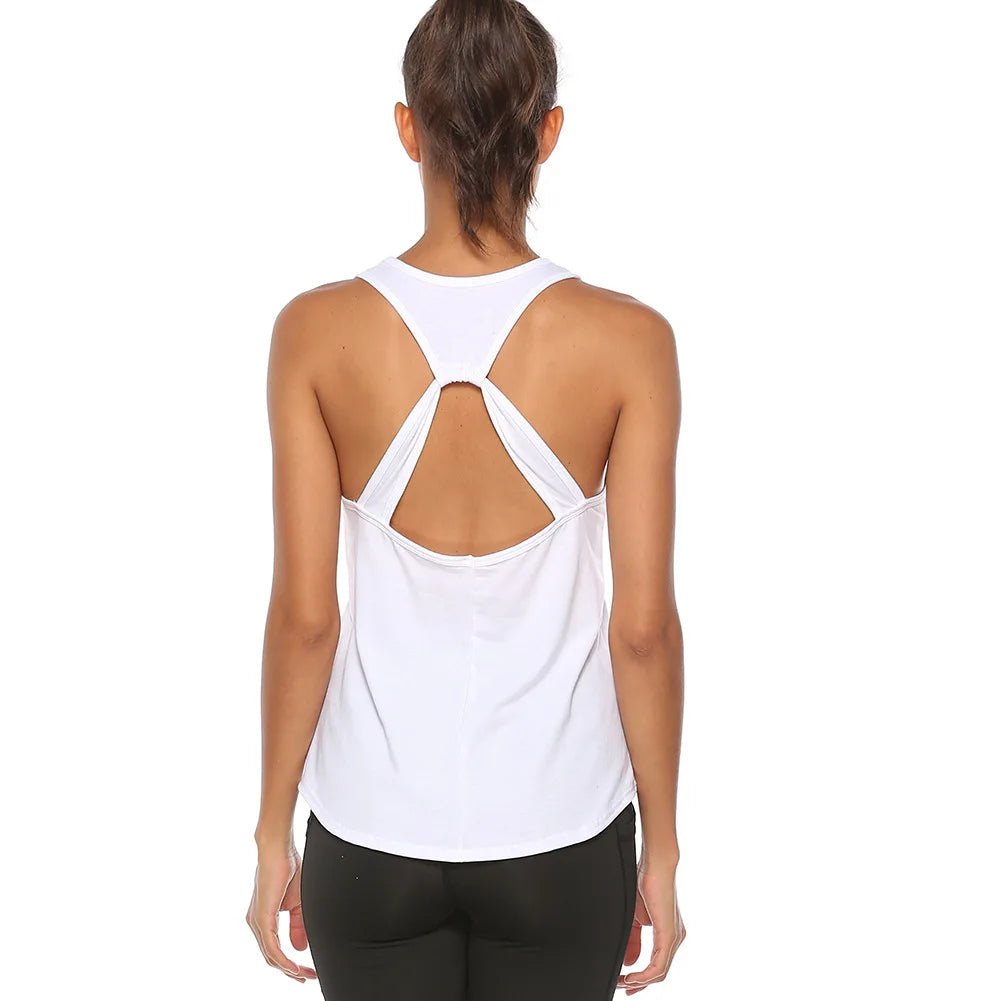 Yoga Gym Quick Dry Sports Shirt Cross Back Sleeveless Top - BeautiMass