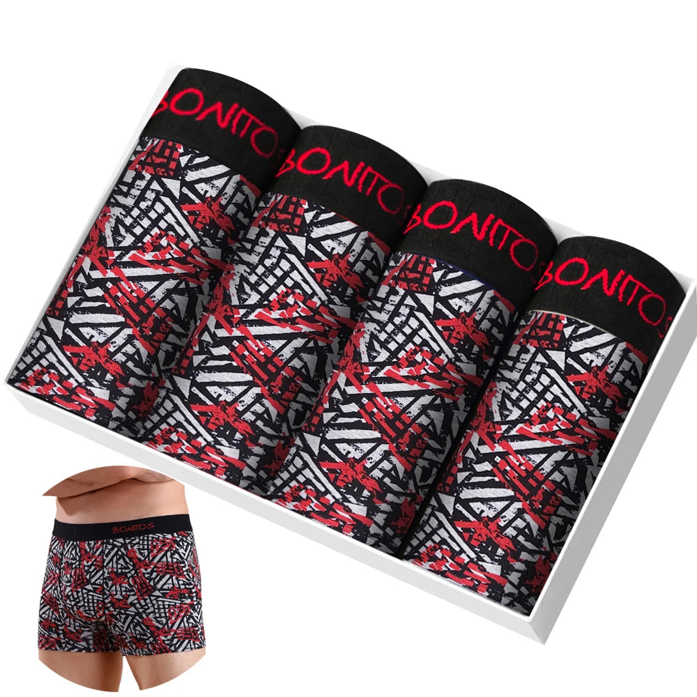 4pcs Set Men Soft Underpants Boxers Cotton Underwear Family Calecon Design - BeautiMass