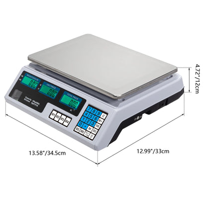 ACS-30 40kg/5g Digital Price Computing Scale for Vegetable US Plug Silver & White - BeautiMass