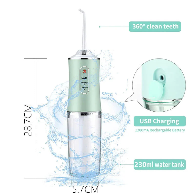 Powerful Battery Portable Electric Individual 230 Ml 3 Modes Toothbrush Combo Teeth Cleaning Oral Irrigator Water Dental Flosser BeautiMass