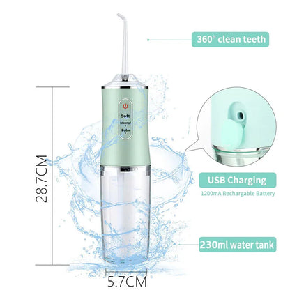 Powerful Battery Portable Electric Individual 230 Ml 3 Modes Toothbrush Combo Teeth Cleaning Oral Irrigator Water Dental Flosser BeautiMass