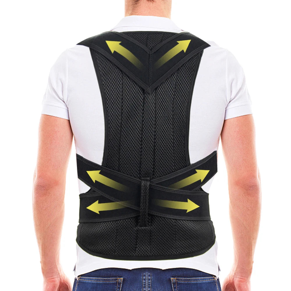 Back Brace Posture Corrector Adjustable Back And Shoulder Posture Lumbar Support for Improve Scoliosis - BeautiMass