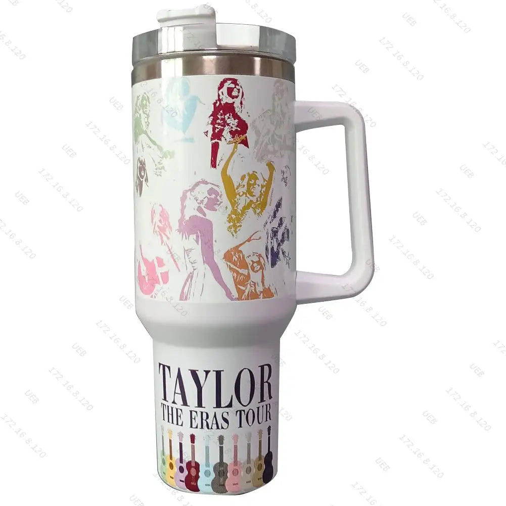 40oz Stainless Steel Singer Printed Tumbler With Lid And Straw Kettle With Handle - BeautiMass