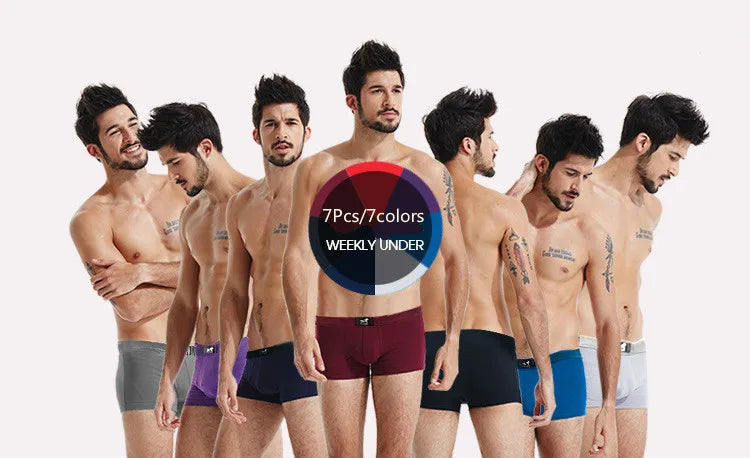 7Pcs/Lot Men's Solid Color Boxer High-quality Moda Comfortable Soft Underwear Size L-6XL - BeautiMass