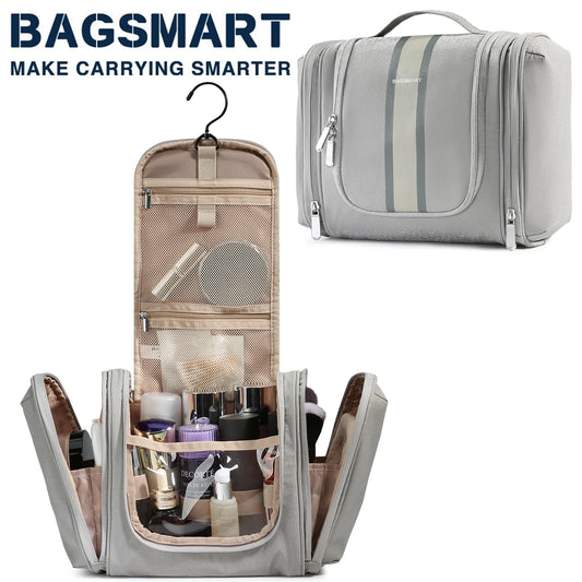 BAGSMART Travel Organizer Hanging Makeup Bag Large Capacity Cosmetic Toiletry - BeautiMass