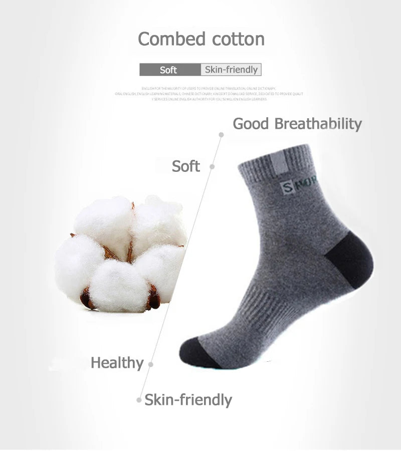 5 Pair Bamboo Fiber Autumn Winter Men Breathable Cotton Sports Socks - BeautiMass