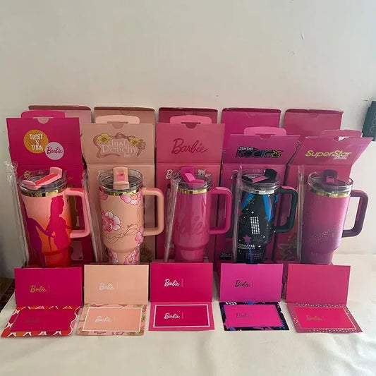 2024 NEW Barbie Handle Straw Lid Stainless Steel 40oz Vacuum Insulated Car Mug Double Wall Hot Ice Travel Mug BeautiMass