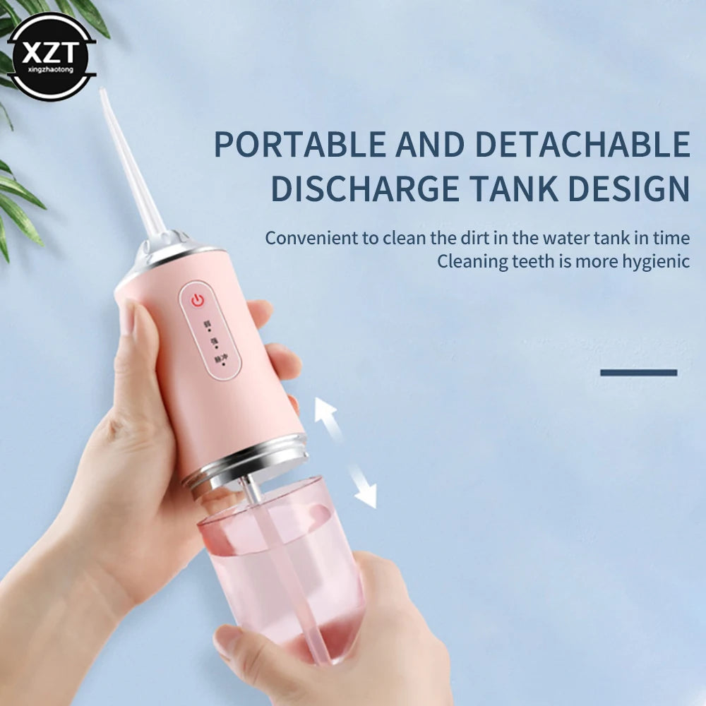 Portable Electric Flosser USB Rechargeable Oral Rinse Strong Water Pressure Tooth Cleaner 220ml Waterproof Tooth Scaler BeautiMass