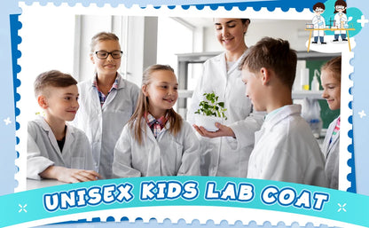 1-12PCS Unisex Child School Lab Coat Scrubs White Doctor Scientist Costume - BeautiMass