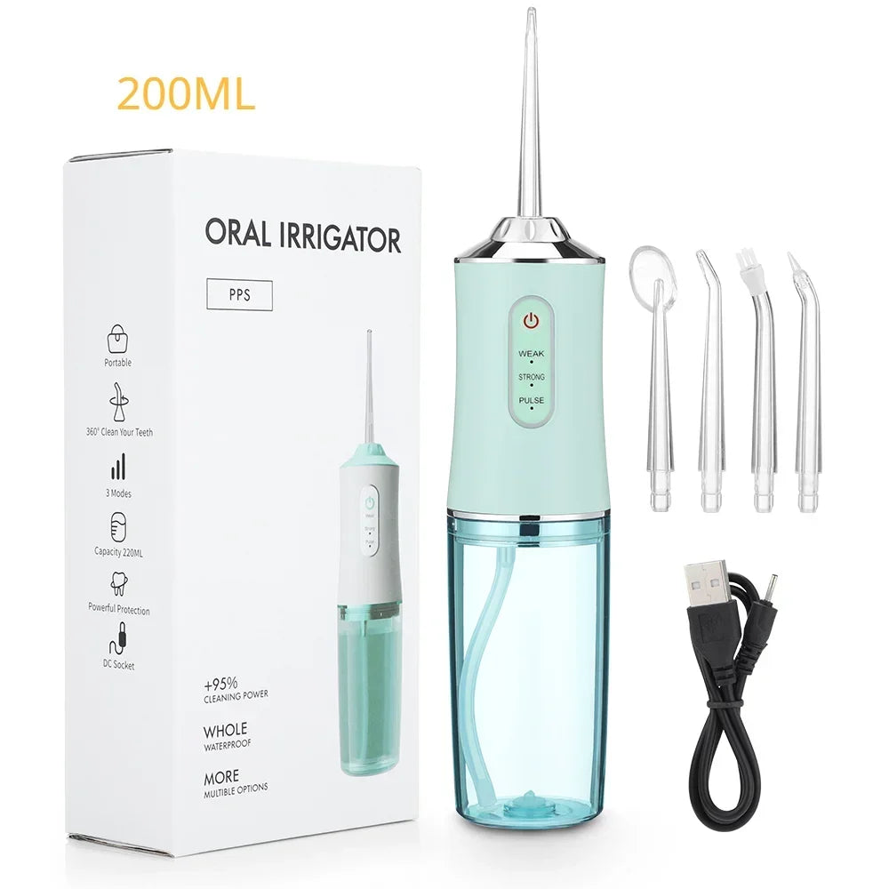 Oral Irrigator USB Rechargeable Water Flosser Portable Dental Water Jet 310ML Water Tank IPX7 Waterproof Teeth Cleaner Travel BeautiMass