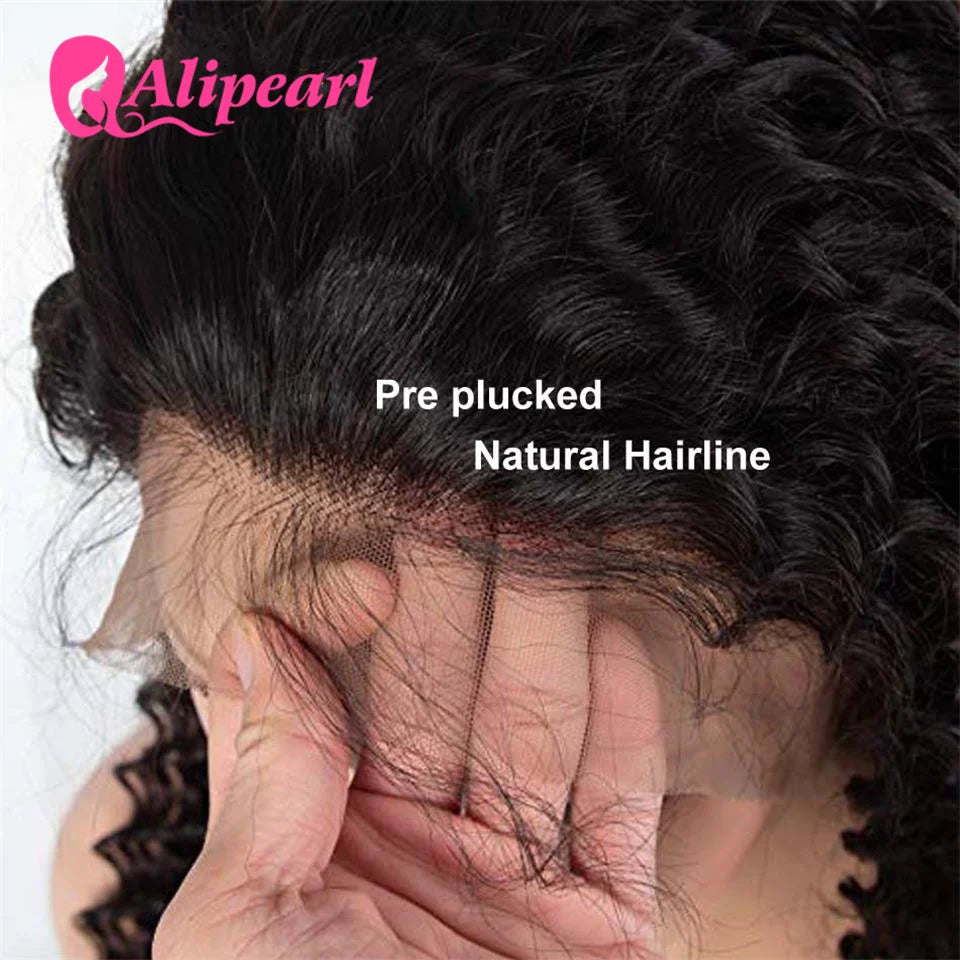 AliPearl Hair Deep Wave Transparent Lace Front Human Hair Peruvian 13x4 Lace Wigs - BeautiMass