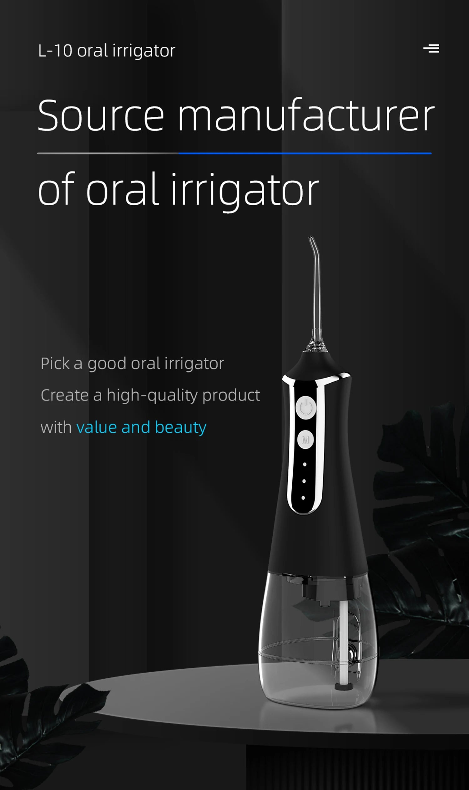 Oral Irrigator USB Rechargeable Water Flosser Portable Dental Water Jet 310ML Water Tank IPX7 Waterproof Teeth Cleaner Travel BeautiMass