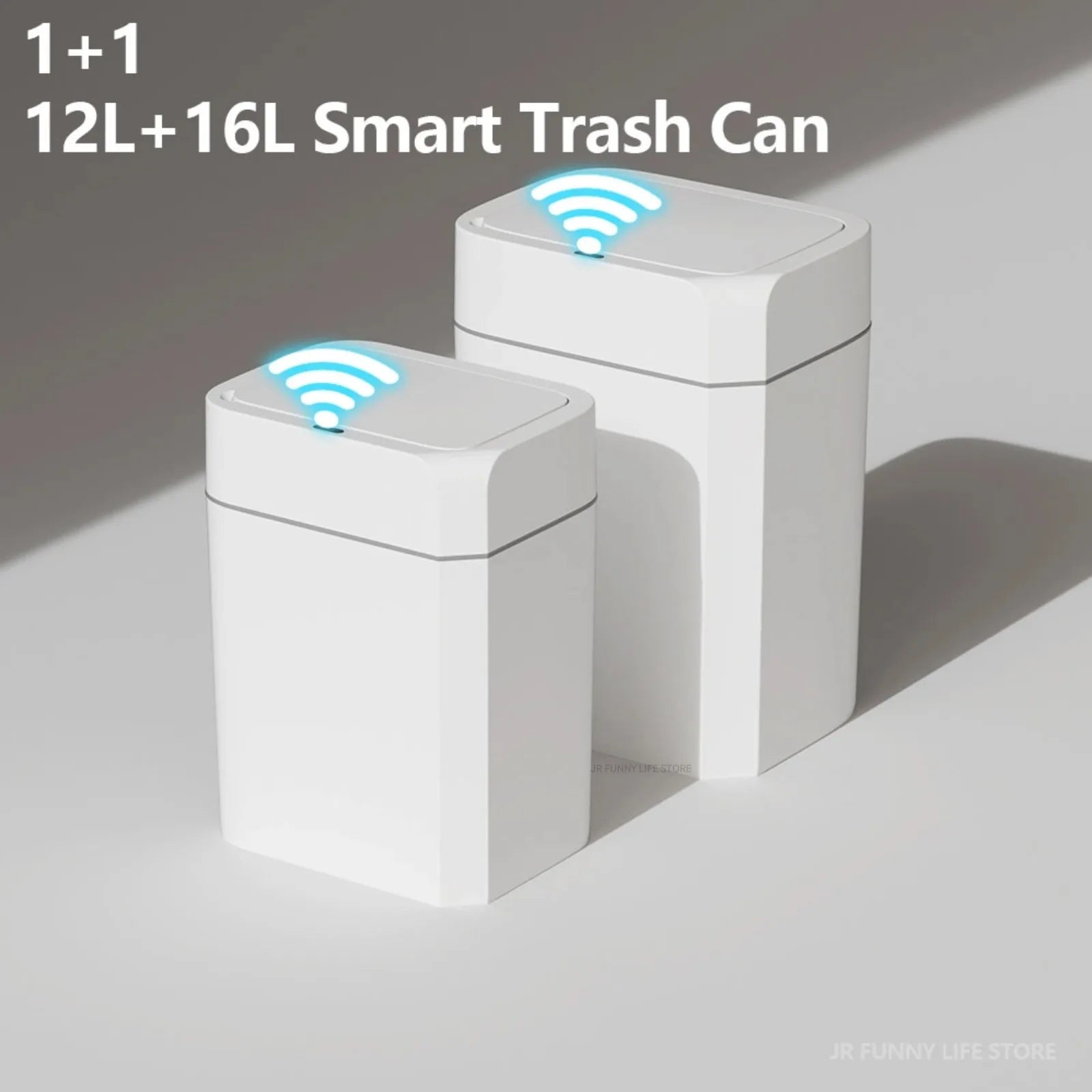 12L+16L Smart Sensor Anti odor Automatic Trash Bin For Toilet White Electric Wastebasket - BeautiMass