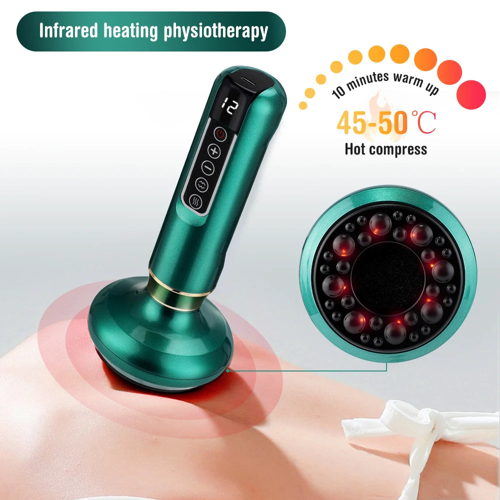 Electric Cupping Massager Vacuum Suction Cup Anti Cellulite Health Scraping Infrared Heat - BeautiMass