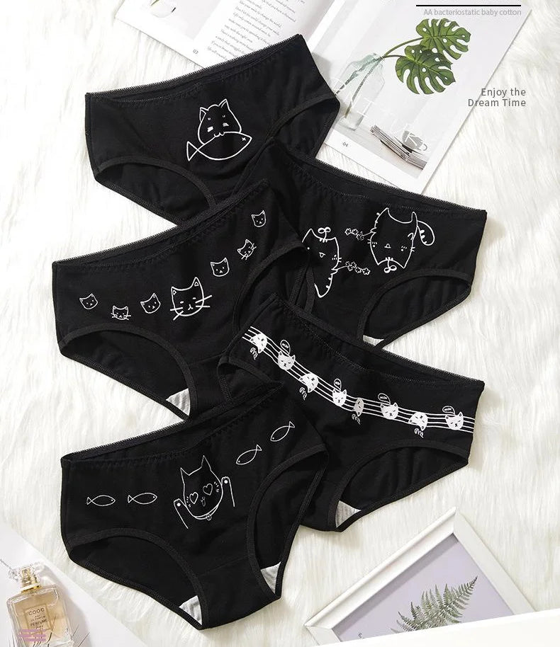 5Pcs/set Cotton Cartoon Cute Panties Short Underwear For Women Ladies - BeautiMass