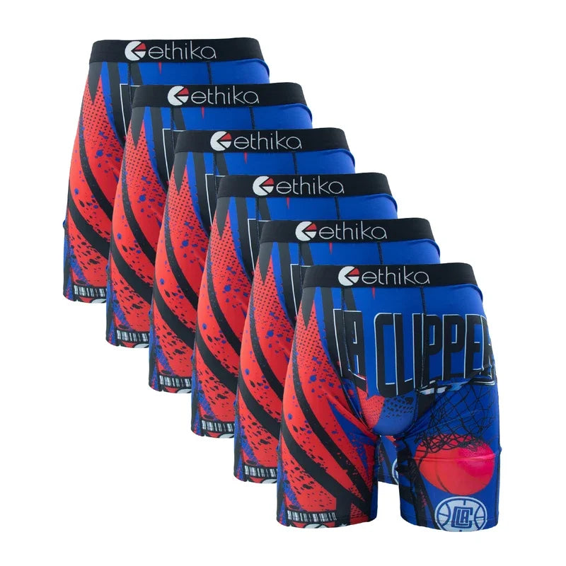 6Pcs ETHIKA Sexy Printed Men Underwear Boxer Shorts Breathable Briefs S-XXXL - BeautiMass