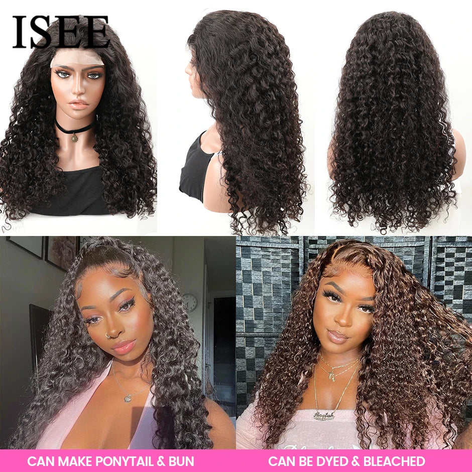 ISEE Hair Mongolian Water Wave Pre Bleached Knots 13x4 Lace Front Human Hair Wigs 4x4 Lace - BeautiMass