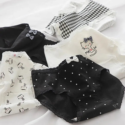 5Pcs/set Cotton Cartoon Cute Panties Short Underwear For Women Ladies - BeautiMass