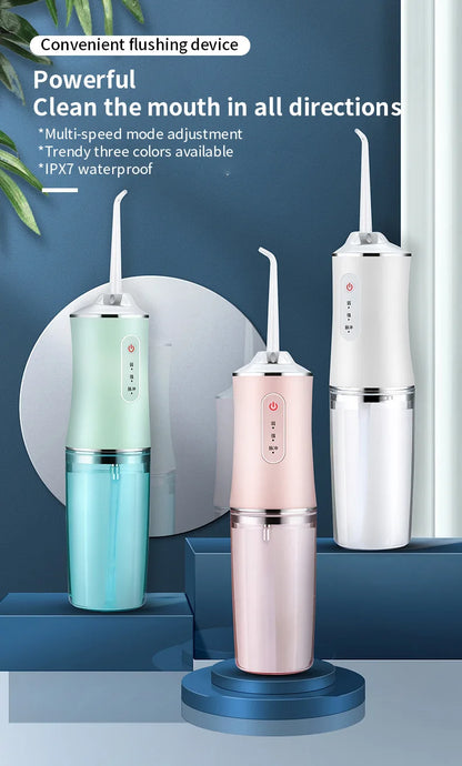 Oral Irrigator USB Rechargeable Water Flosser Portable Dental Water Jet 310ML Water Tank IPX7 Waterproof Teeth Cleaner Travel BeautiMass