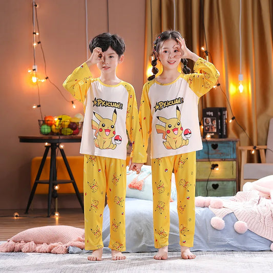 2pcs/set Pokemon Pikachu Cartoon Fashion Child Pajamas Sets Soft Holiday Gifts - BeautiMass