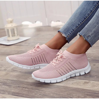 Women Slip on Mesh Light Breathable Running Sneakers Walking Shoes - BeautiMass