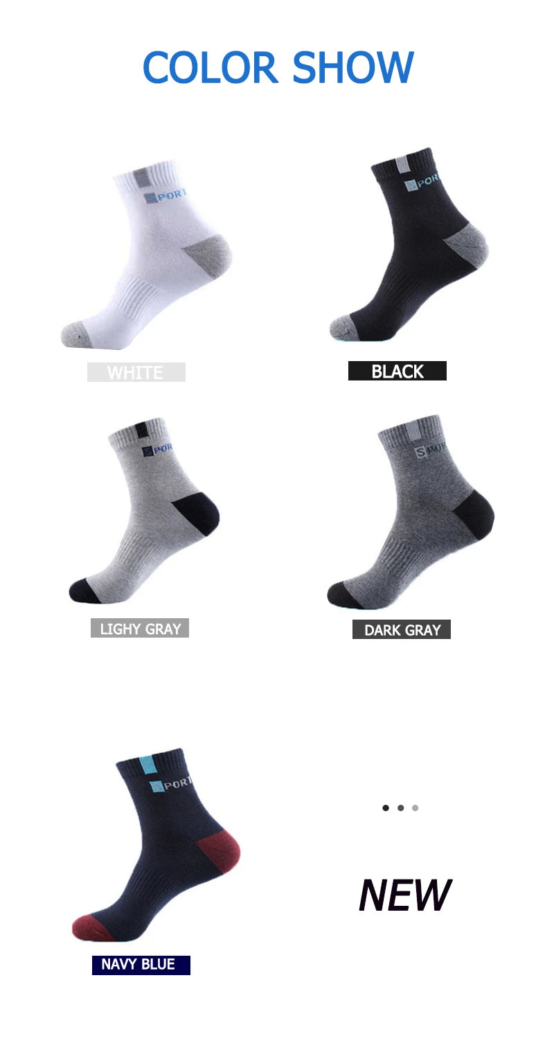 5 Pair Bamboo Fiber Autumn Winter Men Breathable Cotton Sports Socks - BeautiMass