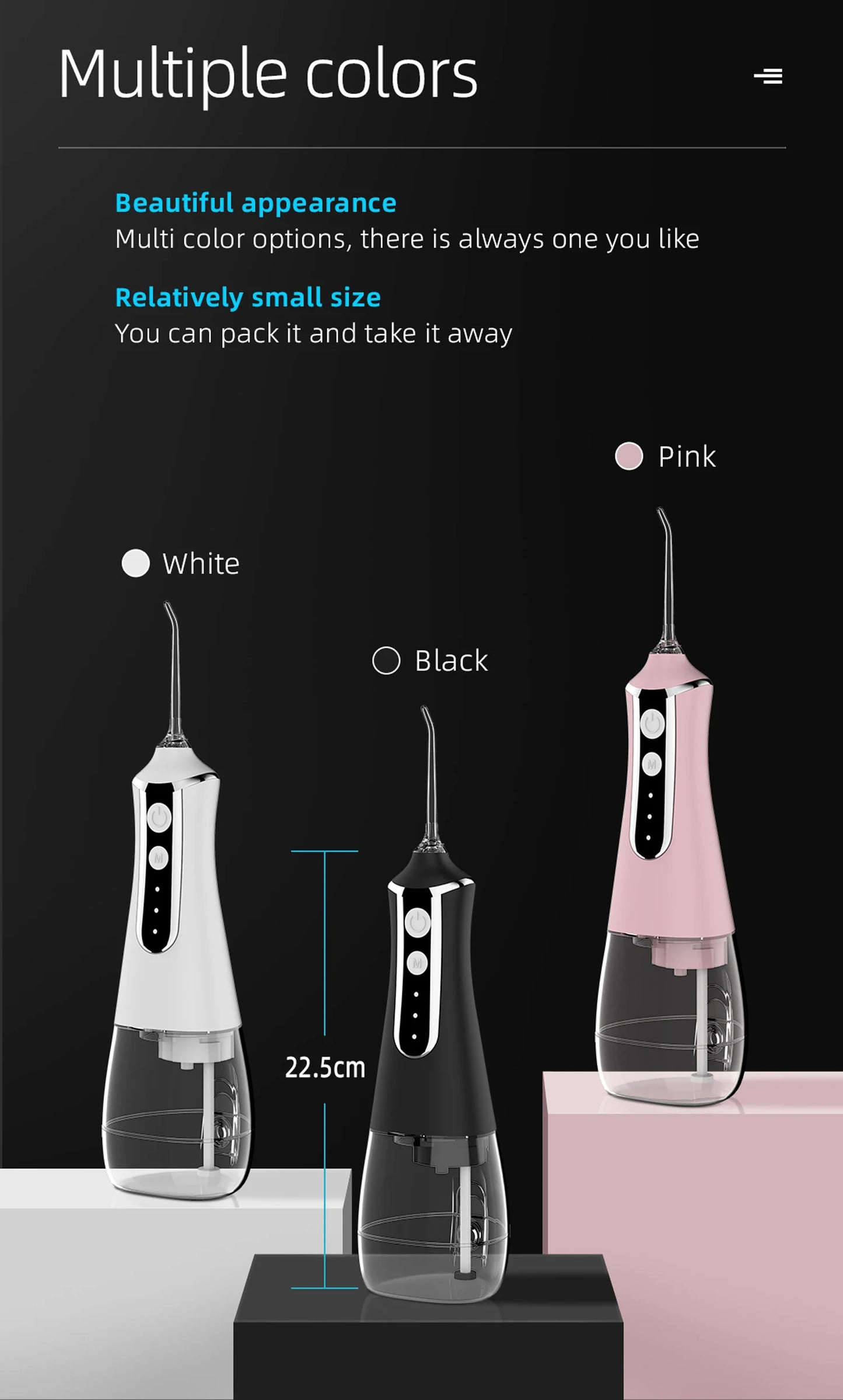 Oral Irrigator USB Rechargeable Water Flosser Portable Dental Water Jet 310ML Water Tank IPX7 Waterproof Teeth Cleaner Travel BeautiMass