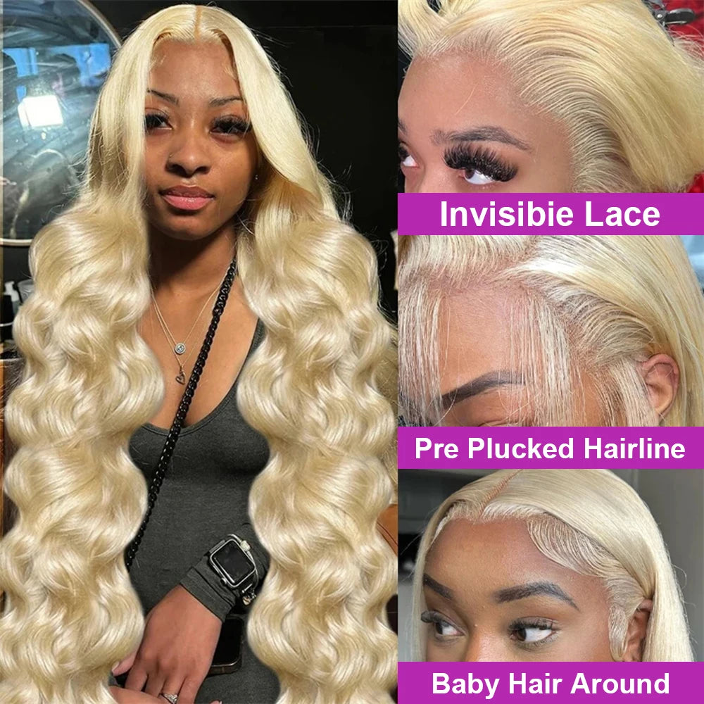 Water Wavy Hd Lace Frontal Body Wave 613 Honey Blonde Lace Human Hair Wigs - BeautiMass