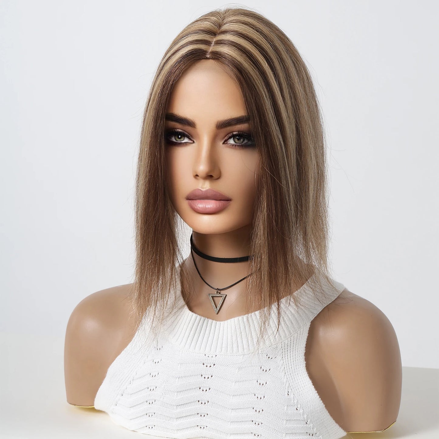 Brown Blonde Remy Human Hair Toppers Silk Base Hairpieces Clips in 12 inches Extensions - BeautiMass