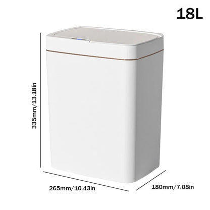 15/18L Smart Sensor Waterproof Intelligent Touchless Quiet Auto Motion Sensor Trash Can - BeautiMass