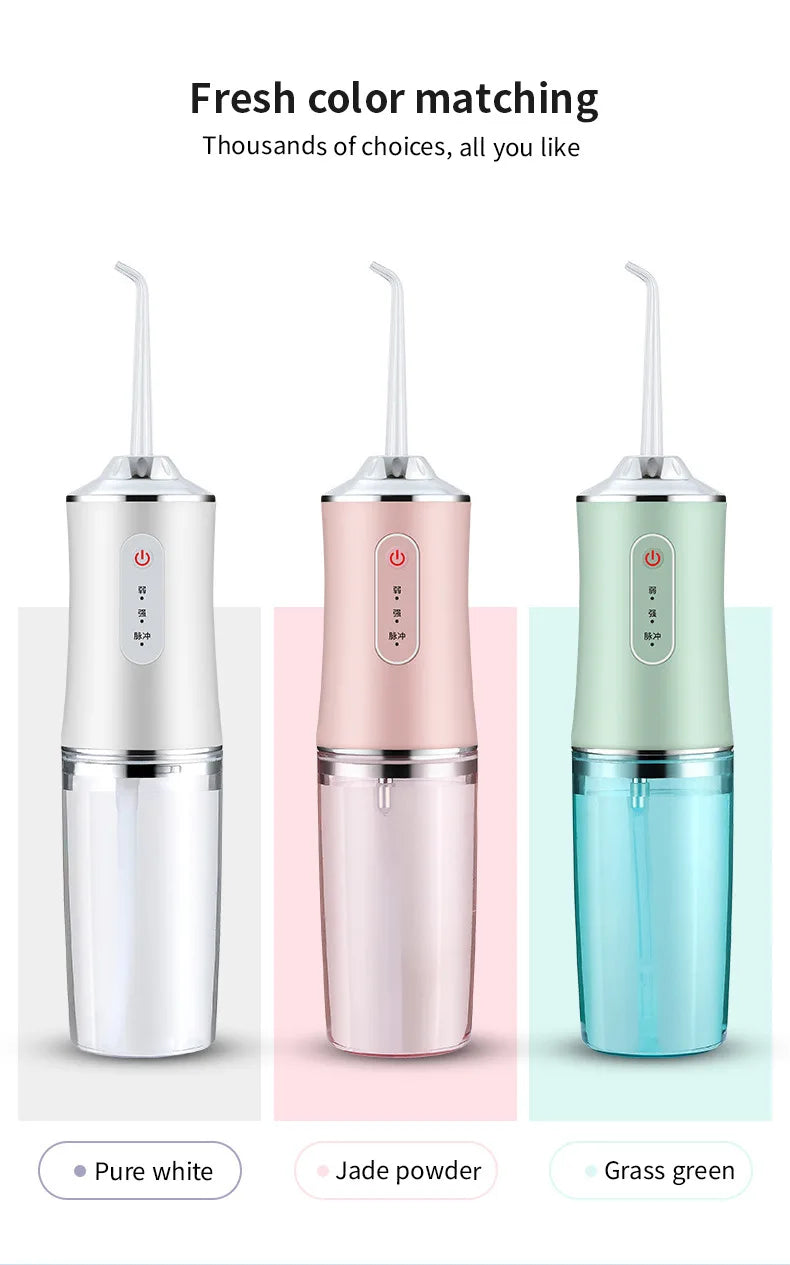 Oral Irrigator USB Rechargeable Water Flosser Portable Dental Water Jet 310ML Water Tank IPX7 Waterproof Teeth Cleaner Travel BeautiMass