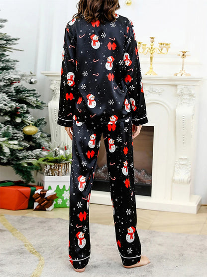 Women’s 2 Piece Pajamas Set Christmas Long Sleeve Button Up Shirt Pants Set Sleepwear Loungewear - BeautiMass