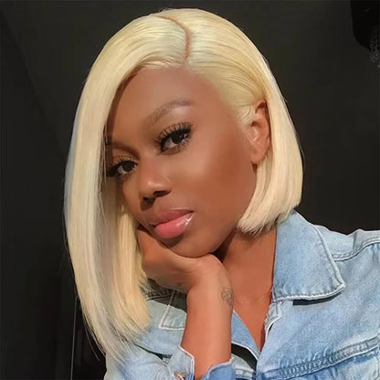 Blonde Straight 613 Short Lace Bob Wig 13×4 Transparent Lace Front Human Hair Wigs 200 Density Brazilian Straight Human Hair Wig - BeautiMass