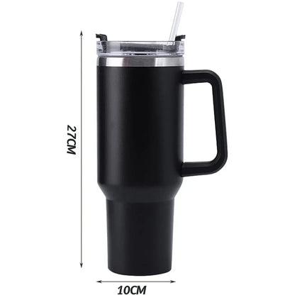 40oz Thermos Coffee Mug With Straw Stainless Steel Coffee Thermos Portable Tumbler - BeautiMass