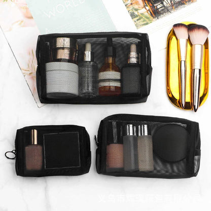 Transparent Mesh Zipper Cosmetic Women Organizer Bag - BeautiMass