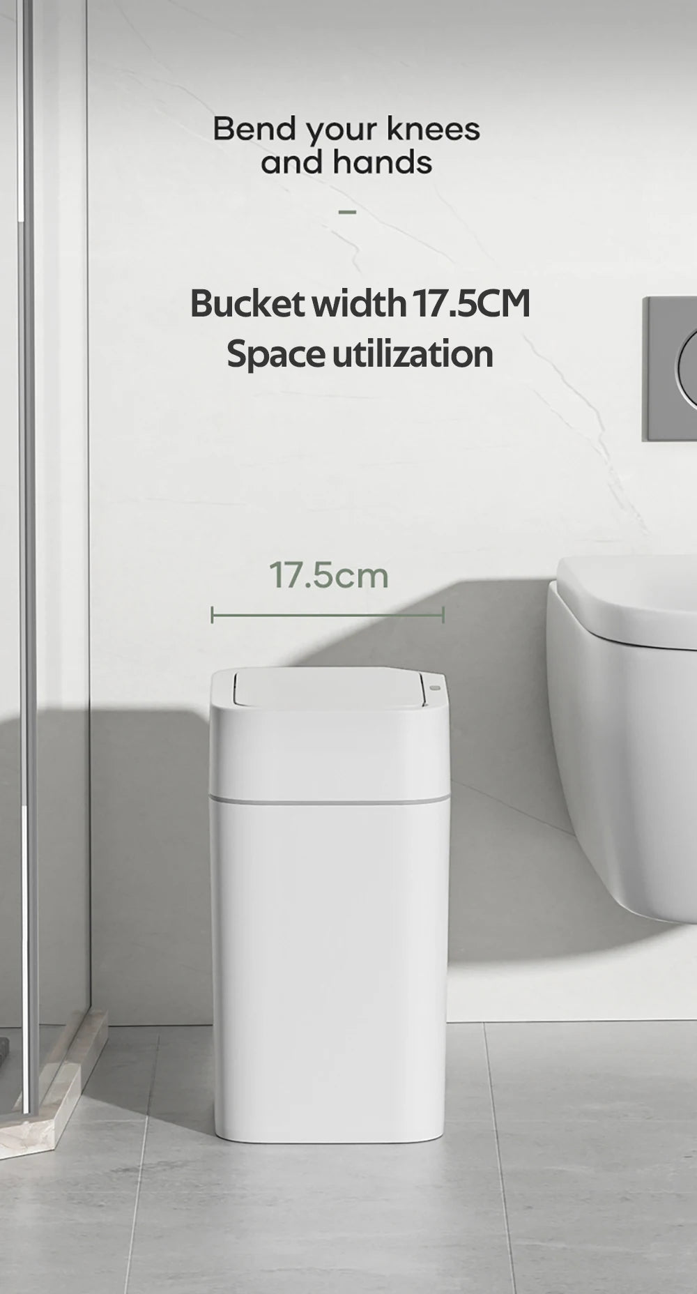 12L+16L Smart Sensor Anti odor Automatic Trash Bin For Toilet White Electric Wastebasket - BeautiMass