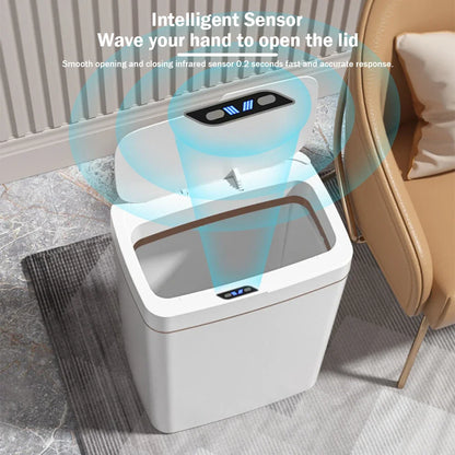 15/18L Smart Sensor Waterproof Intelligent Touchless Quiet Auto Motion Sensor Trash Can - BeautiMass