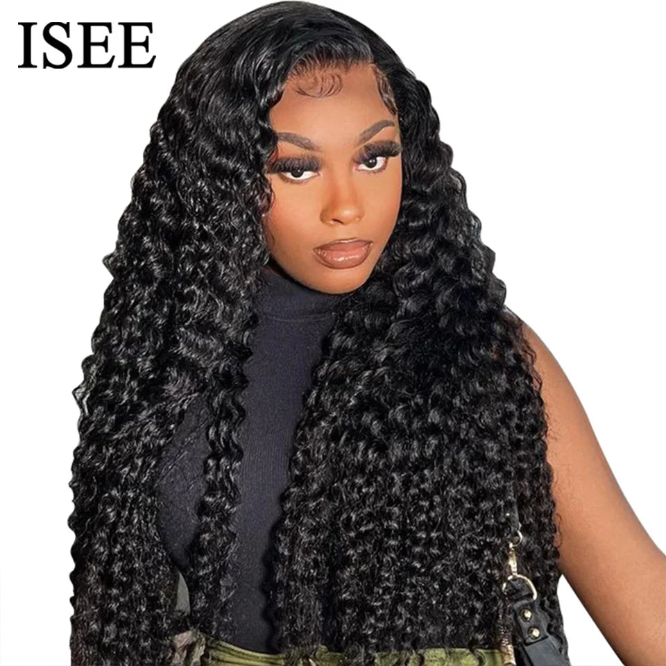 ISEE Hair Mongolian Water Wave Pre Bleached Knots 13x4 Lace Front Human Hair Wigs 4x4 Lace - BeautiMass