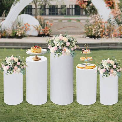 5Pcs Cylinder Stands Wedding Display Holder Wedding Cake Rack Metal Pedestal Stand Risers Set - BeautiMass