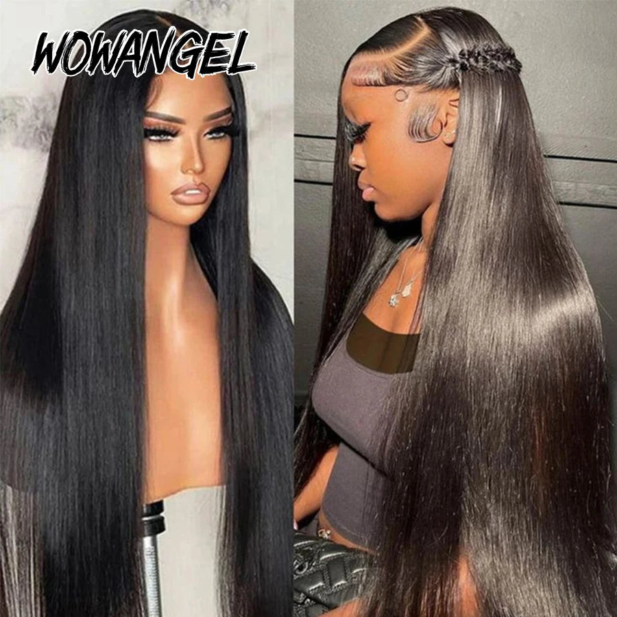 Wow Angel 250% 13x4 HD Lace Silk Straight Wigs 34in Human Hair Lace Frontal Wig Skins Melted Deep Parting Remy Hair For Women BeautiMass