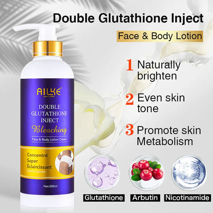 AILKE Skin Care Set With Double Glutathione, Brightening, Lightening, Antioxidant, Reduce Blemish, Clean Skin - BeautiMass