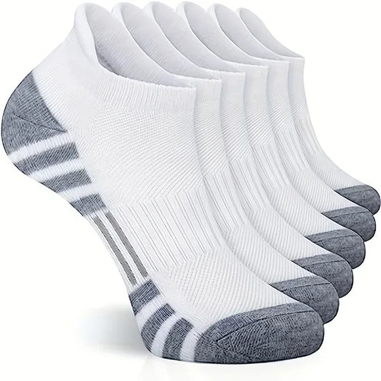 6 Pairs Athletic Running Cushioned Cotton Breathable Low Cut Sports Socks - BeautiMass