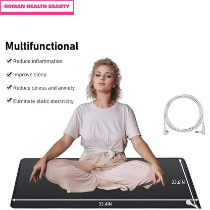 90x60cm Grounding Mat Pad Health With Earthing Cable Release Electrostatic - BeautiMass